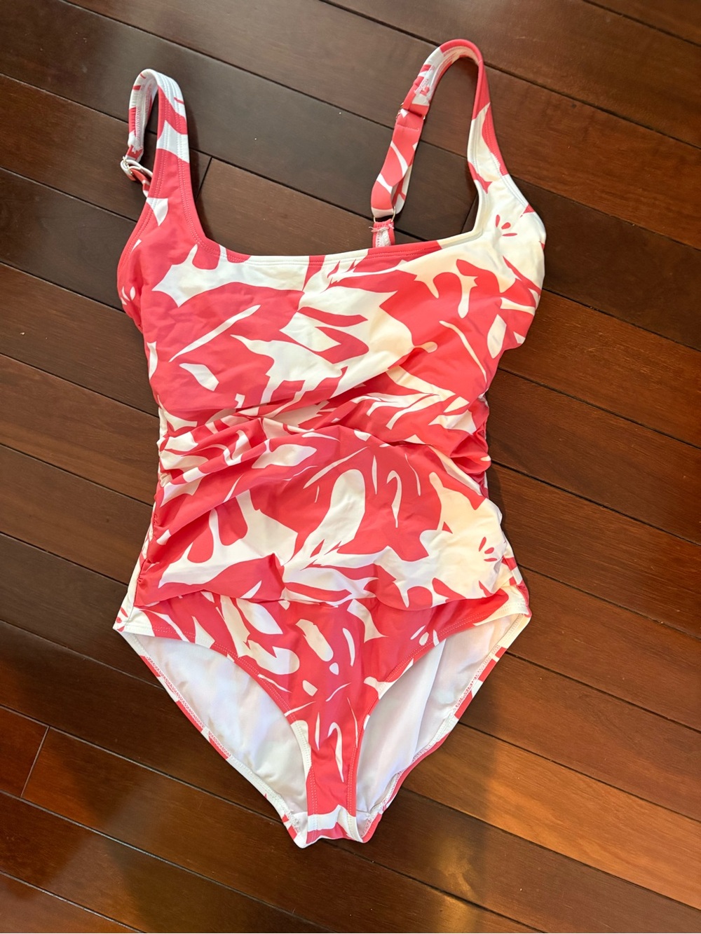 Anne Cole Coral and White One-Piece Swimsuit